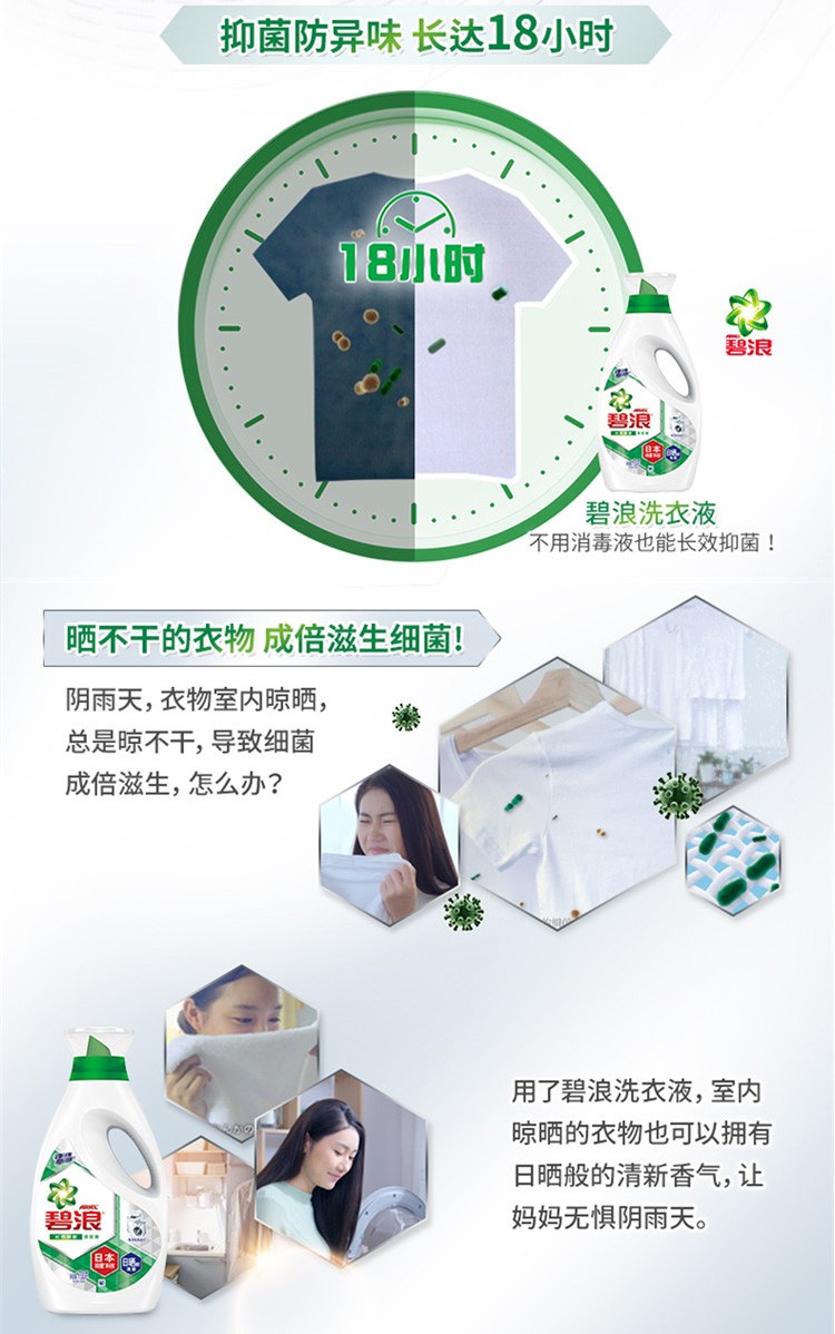 碧浪机洗超净洗衣液（2瓶装）